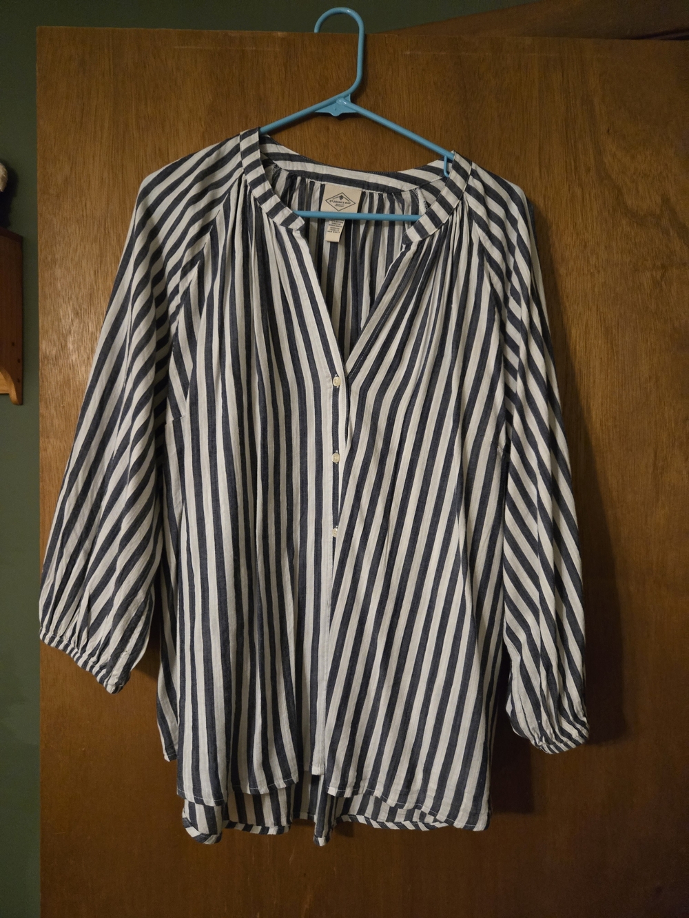 Relaxed Navy and White Striped Button-Front Tunic